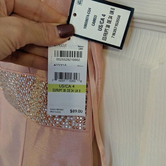 NEW! NINE WEST SIZE 4 SALMON- RHINESTONE WAISTBAND - Picture 1 of 4